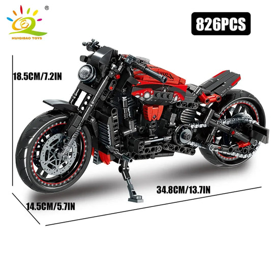 HUIQIBAO High-Tech Classic Motorbike Building Model Blocks Moto City Racer Bricks Toy for Kids Boy Children Adult MOC Car Set